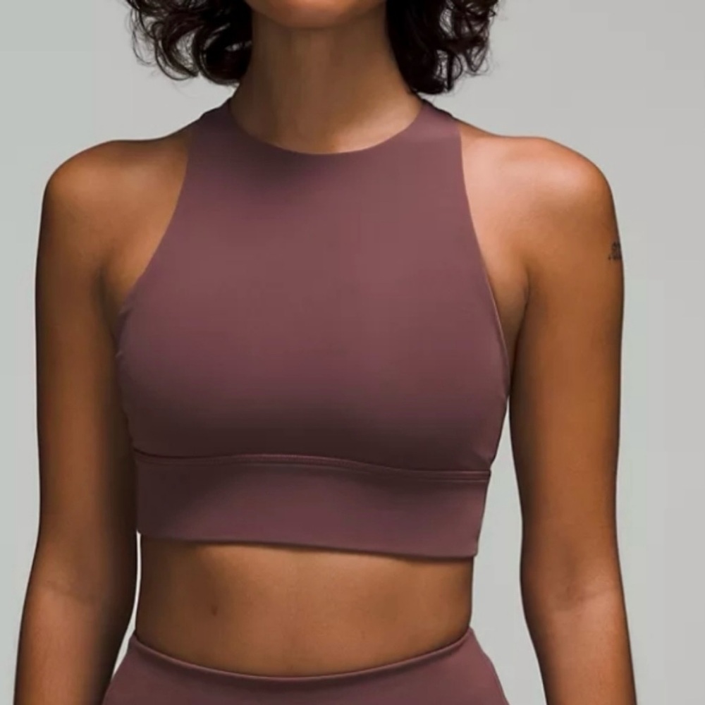 LULULEMON Energy Bra High Neck Longline Tough Dark Oxide Sports Bra Size 4